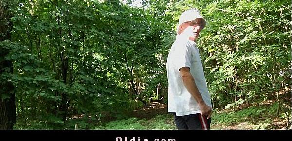  Nagging little bitch gets old cock punishment in the woods